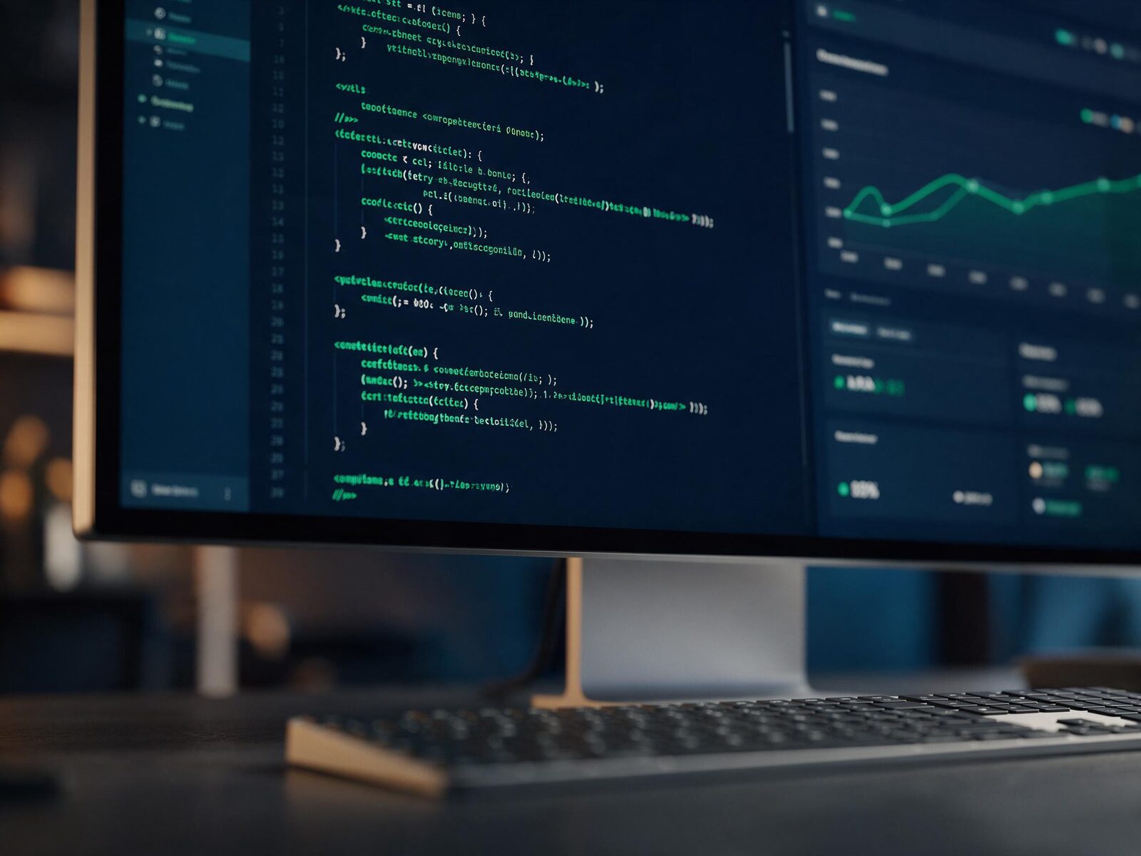 JavaScript code on a developer screen during a technical SEO review