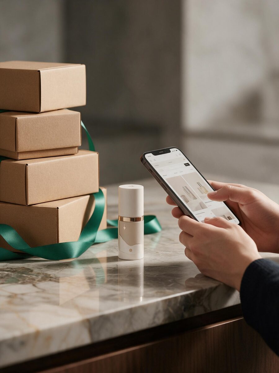 Shopper browsing an online store on a phone, representing ecommerce SEO clients