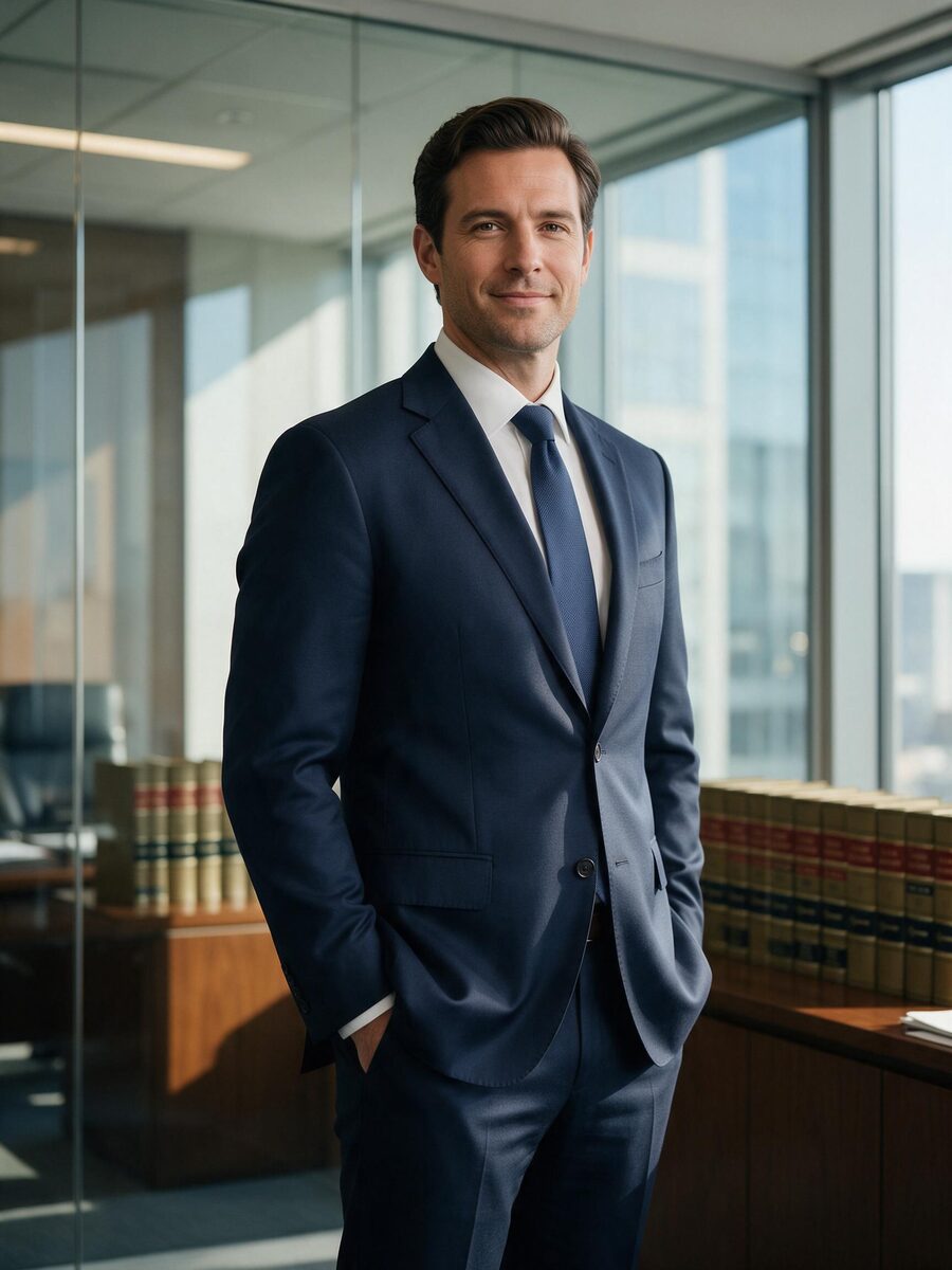 Lawyer in a glass office, representing professional services SEO clients